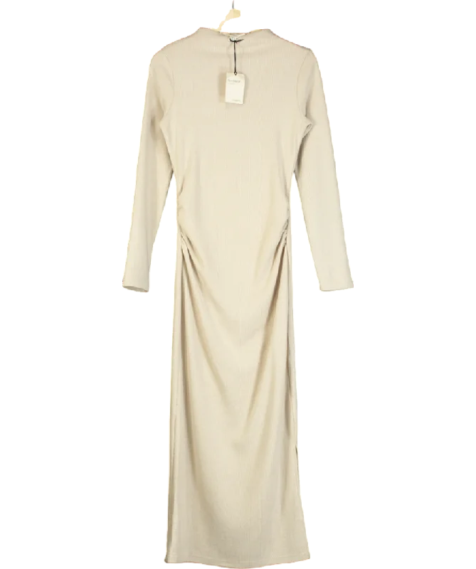 women's spaghetti strap dressesRiver Island Beige Long Sleeved Ruched Midi Dress UK 6