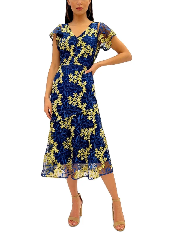 women's bespoke dressesWomens Embroidered Calf Midi Dress