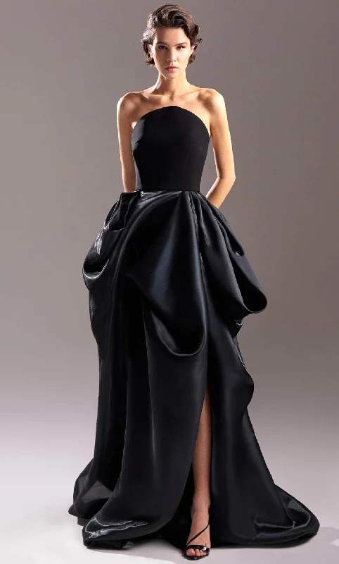 women's breathable dressesMNM Couture G1509 - Strapless Draped Evening Gown