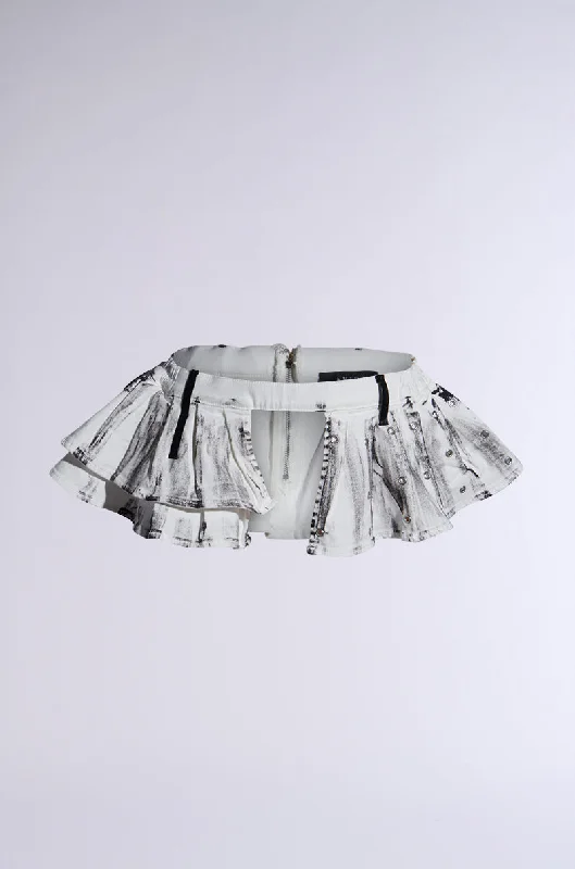 women's knitted mini skirts for casual wearRAYRAY WASHED DENIM BELT SKIRT