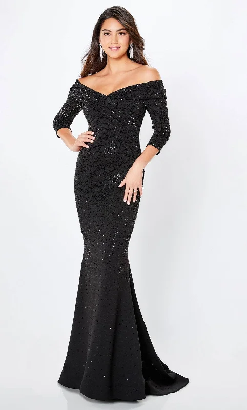 women's cocktail dressesMontage by Mon Cheri 221970S - Embellished Off Shoulder Evening Gown