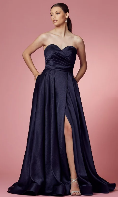 women's flutter-sleeved dressesNox Anabel R1036 - Strapless Sweetheart Evening Gown