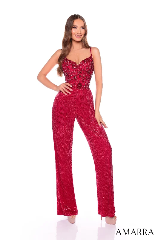 women's jumpsuits for runningEmbellished Sleeveless Jumpsuit by Amarra 88135