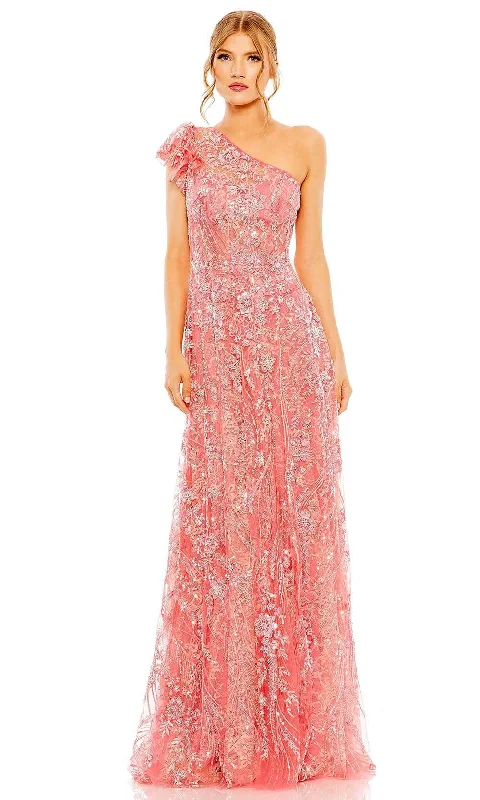 women's wrinkle-resistant dressesMac Duggal 68512 - Embellished One-Sleeve Evening Gown