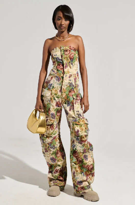 women's dressy jumpsuitsIN HER ELEMENT FLORAL WOVEN JUMPSUIT