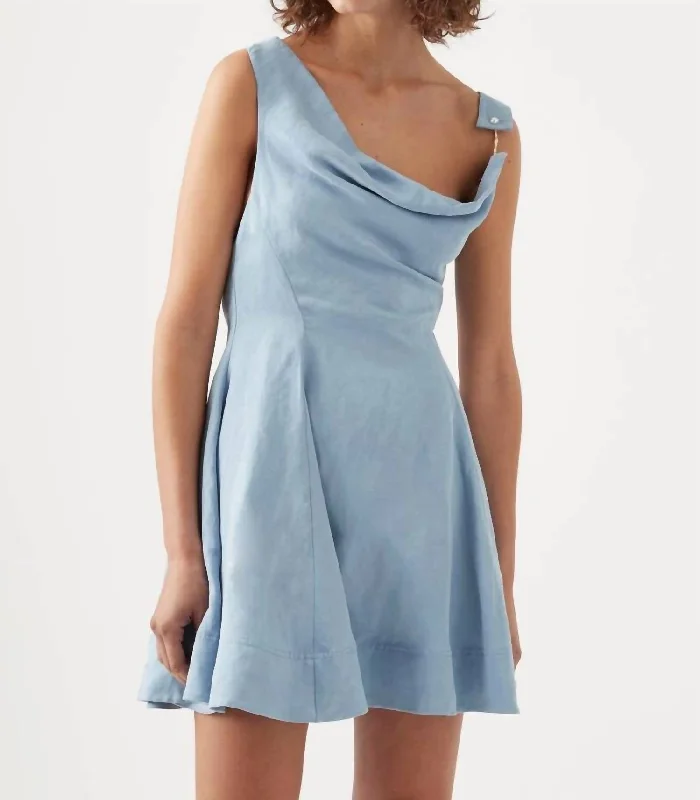 women's casual dressesLiberty Asymmetric Mini Dress In Steel Blue