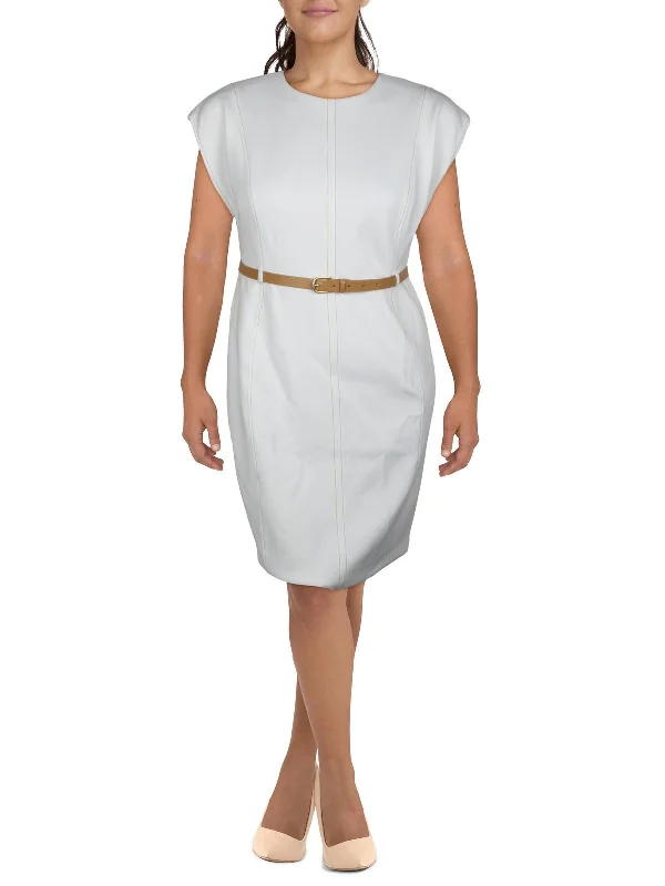 women's plus-size dressesWomens Belted Midi Sheath Dress