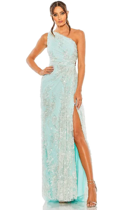 women's off-the-shoulder dressesMac Duggal 68507 - Beaded Lace Asymmetric Evening Gown