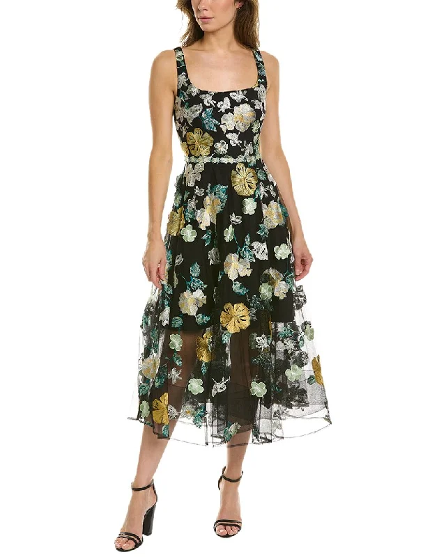 women's party dressesMarchesa Notte Embroidered Midi Dress