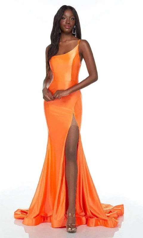 women's casual Friday dressesAlyce Paris 61159 - Asymmetrical Satin Evening Gown