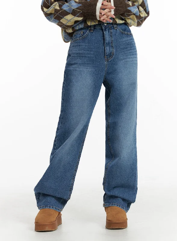 women's denim jeans for a day at the beachWashed Straight Leg Jeans IF408