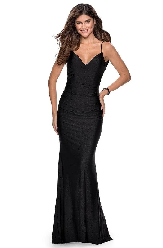 women's stylish dressesLa Femme 28287SC - Backless Long Evening Dress