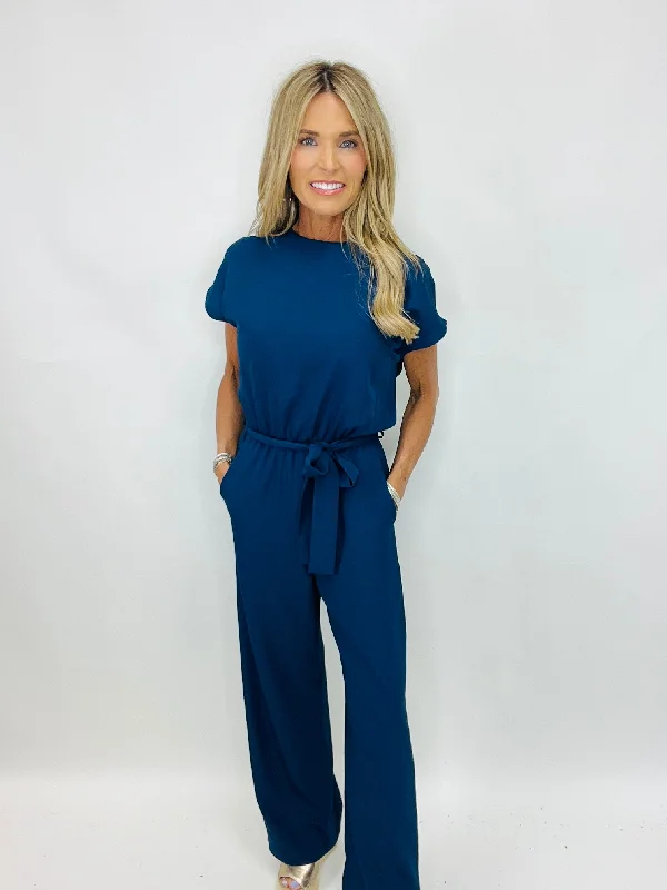 women's jumpsuits for easy dressingKEEP IT HOT JUMPSUIT-NAVY