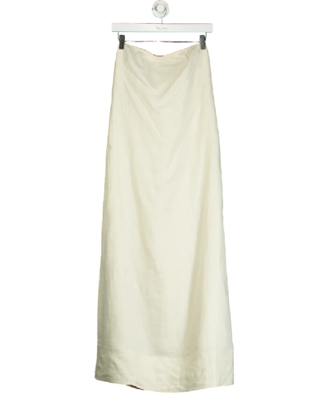 women's denim dressesMassimo Dutti Cream Linen Strapless Midi Dress UK M