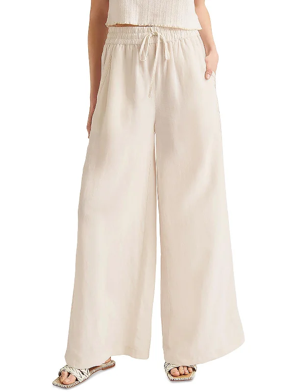 women's button-fly pantsBailey Womens Slub Linen Wide Leg Pants