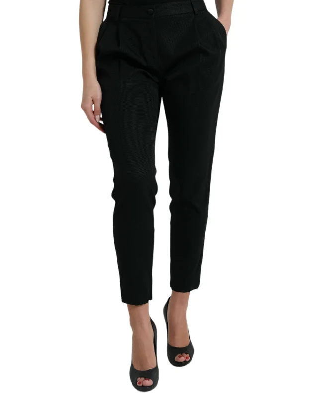 women's tactical pantsDolce & Gabbana Elegant High-Waist Tape Cropped Women's Pants