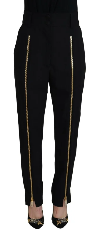 women's thermal pantsDolce & Gabbana Elegant High Waist Tape Wool Women's Pants