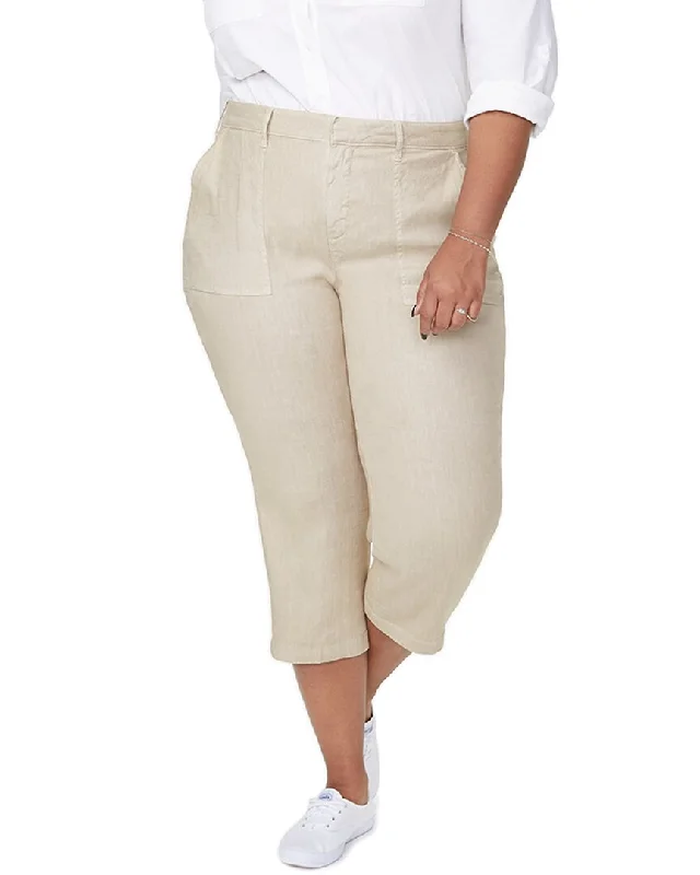 women's jogger pantsNYDJ Plus Linen-Blend Utility Capri Pant