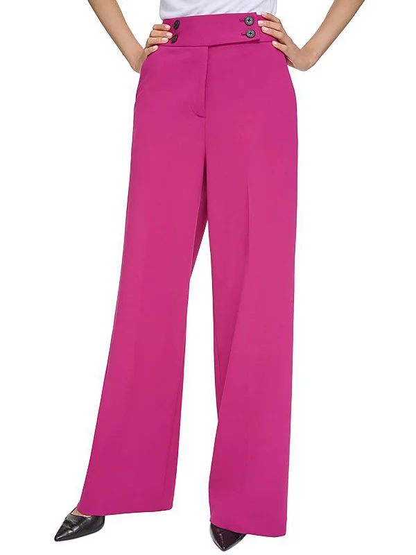 women's cotton pantsPetites Womens High Rise Work Wear Wide Leg Pants