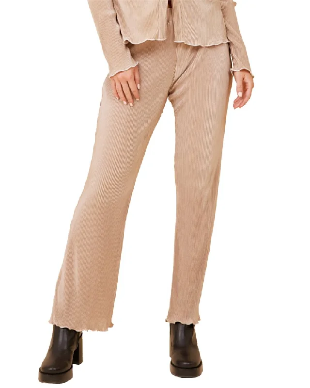 women's mid-rise pantsVintage Havana Lettuce Edge Pleated Pant