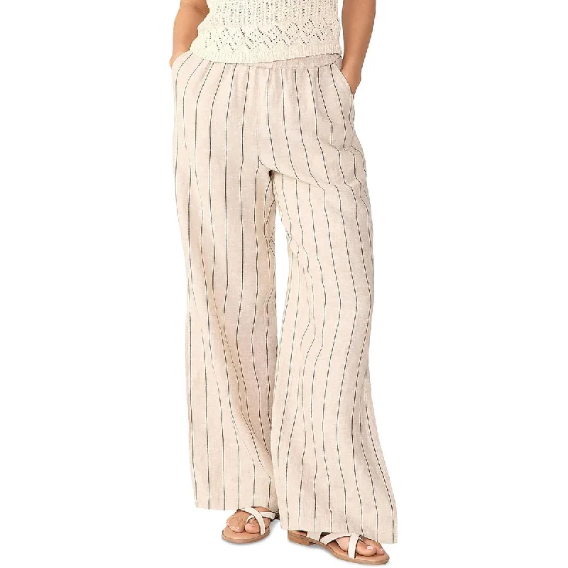 women's wide-leg pantsWomens Linen Pull on Wide Leg Pants