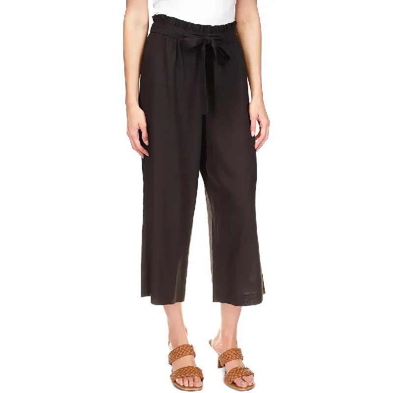 women's checkered pantsWomens Linen Tie Front Wide Leg Pants