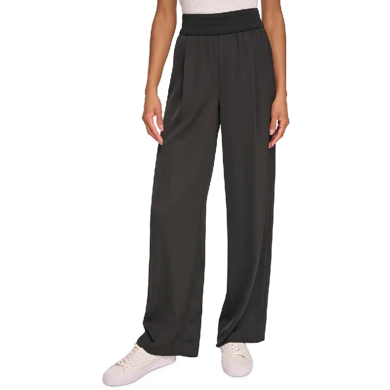 women's plus-size pantsWomens Logo Pleated Wide Leg Pants