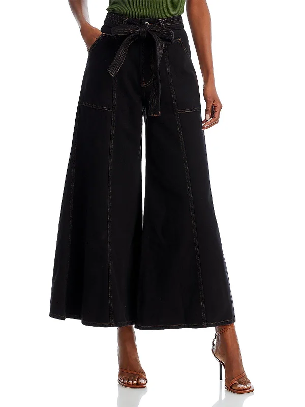 women's drawstring pantsWomens Twill High Rise Wide Leg Jeans