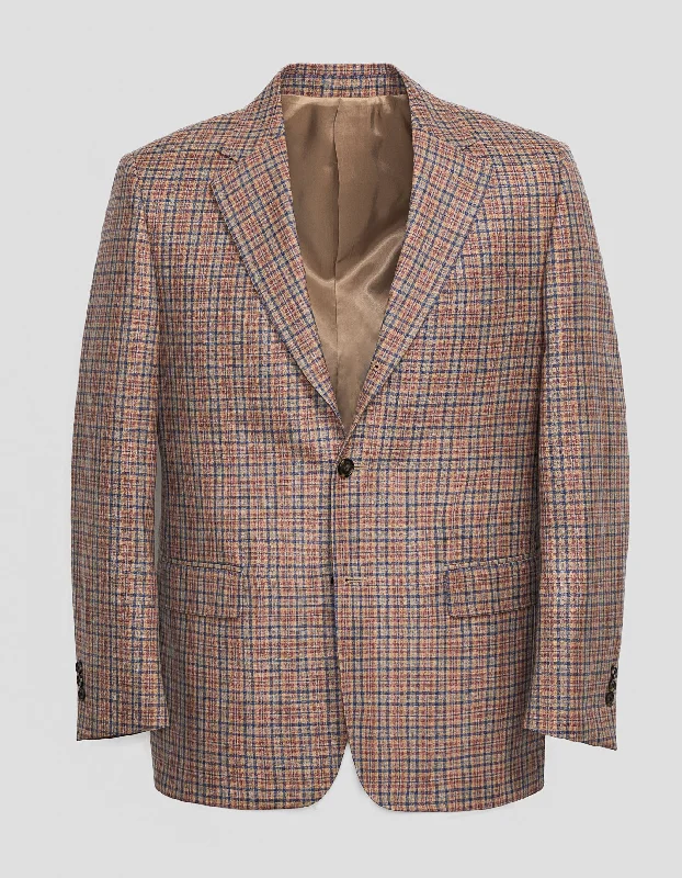 women's glam dressesDARK TAN MULTI CHECK SPORT COAT - MTO