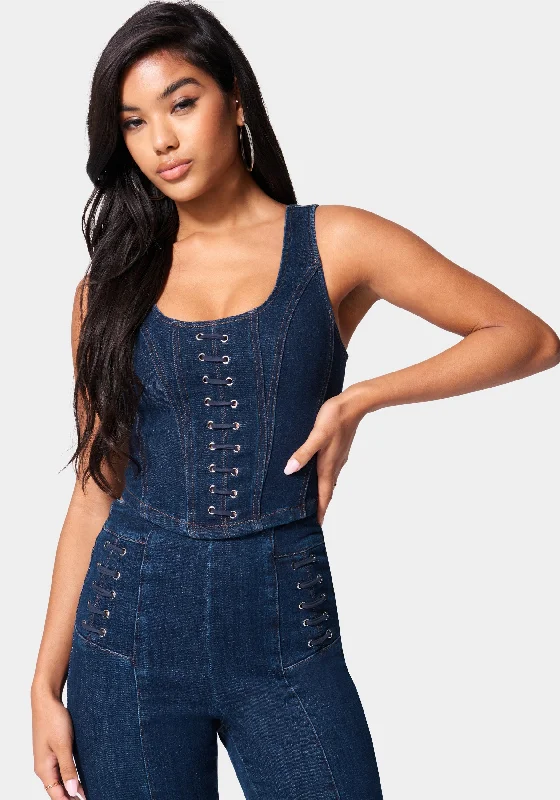 women's beach dressesEyelet Denim Bustier