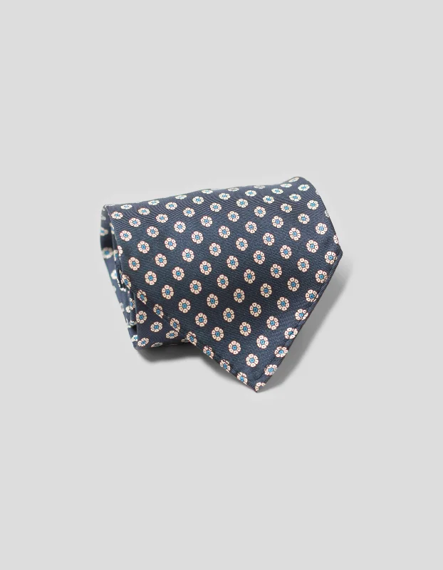 women's machine-washable dressesFOULARD UNLINED TIE  - NAVY