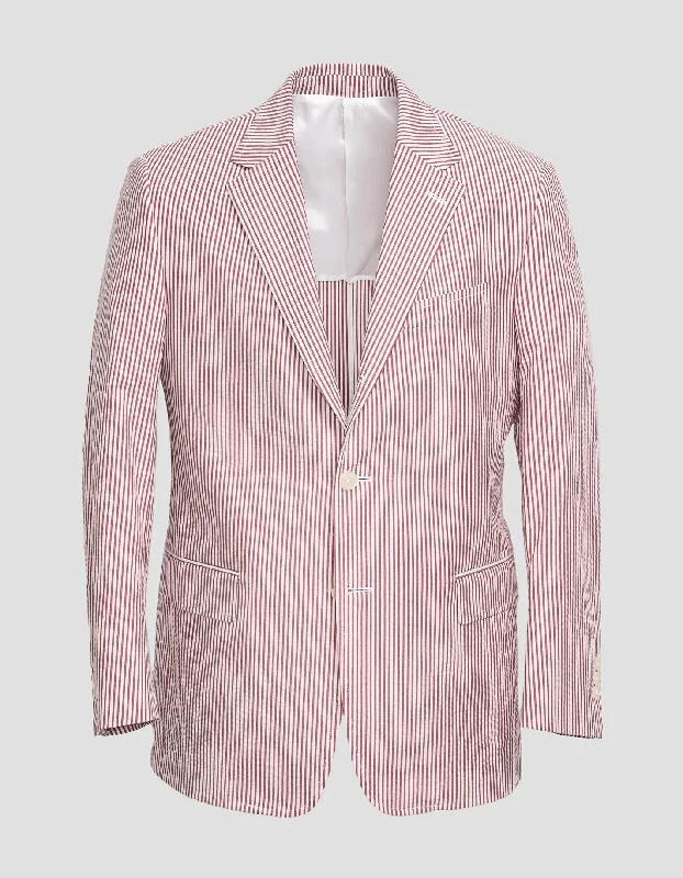 women's cocktail dressesRED/WHITE COTTON SEERSUCKER SPORT COAT -  MTO