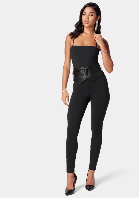 women's sustainable dressesRemovable Vegan Leather Belt Catsuit