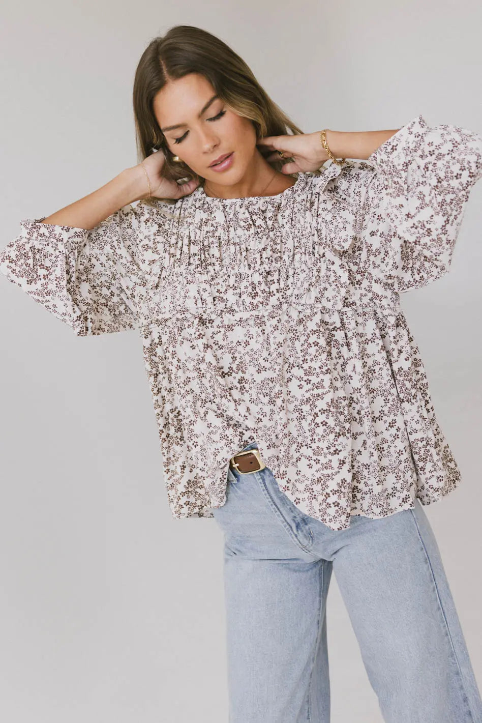 women's cocktail dressesTaya Ditsy Floral Blouse in Cream