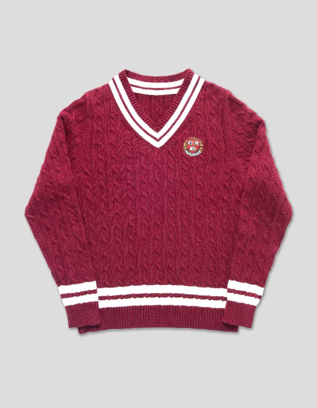 women's wrinkle-resistant dressesV NECK CRICKET SWEATER - HARVARD