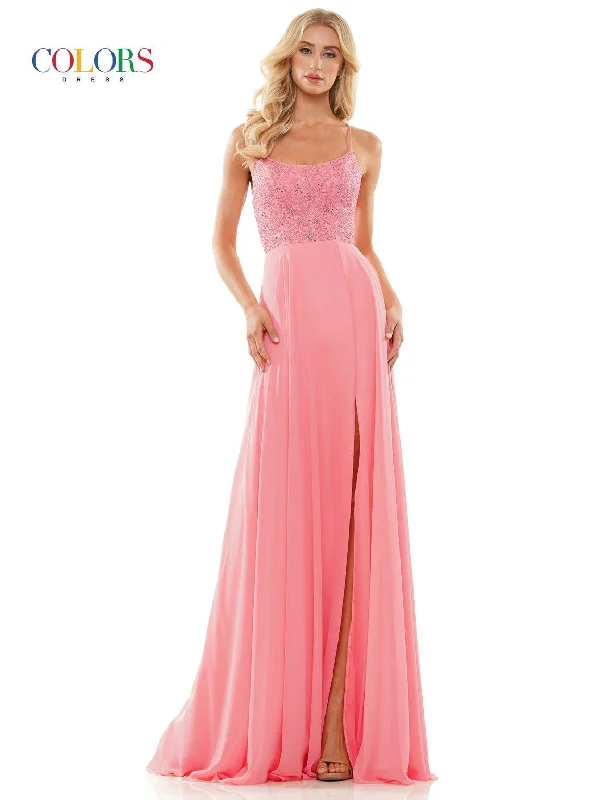 women's bell-sleeved dressesColors 2933 Long Formal Chiffon Prom Dress