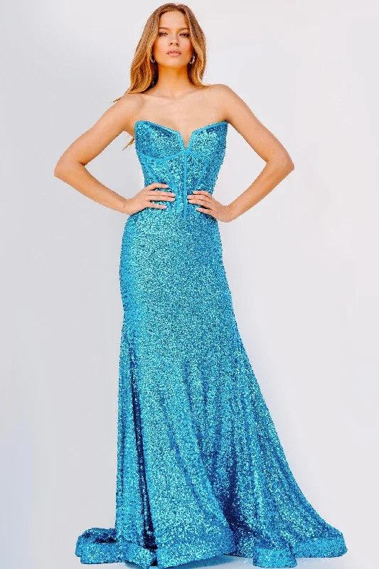 women's hourglass figure dressesJovani 23077 Long Strapless Mermaid Prom Gown